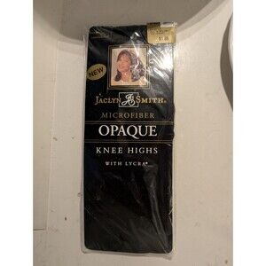 Jaclyn Smith Microfiber Black Sandalfoot Opaque Knee High Hose NOS